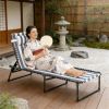 Folding lounge chair, blue and white