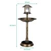 Round Birdbath with Solar Light Bronze