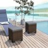 Outsunny 2 Pieces Rattan Ottoman Footrest & Side Table Gray