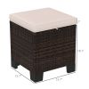 Outsunny 2 Pieces Rattan Ottoman Footrest & Side Table Cream