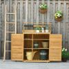 Outsunny Wooden Potting Bench 3-Tier Storage Cabinet Yellow