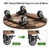 12inch Round Wooden Plant Cart: Natural Beauty, Easy Mobility, Perfect for Gardening