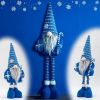 Christmas Gnome Plush Elf Decoration - Standing Xmas Gnome w/Retractable Spring Legs(25''-35'') Handmade Snowflake Hat Hold Candy Cane Gift Box Santa