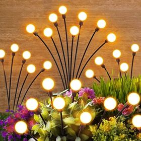 Solar Garden Lights 4 Pack Upgraded 8 LED Solar Powered Firefly Lights (size: 4 Pack)