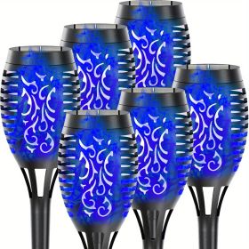 4/8/12pcs/pack Solar Outdoor Lights, 12LED Solar Torch Lights With Flickering Flame (Color: Blu Ray, size: 6pcs)