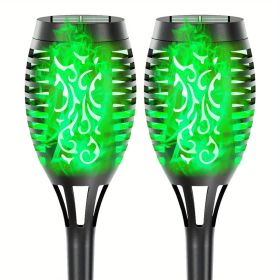 4/8/12pcs/pack Solar Outdoor Lights, 12LED Solar Torch Lights With Flickering Flame (Color: Green Light, size: 2pcs)