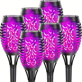 4/8/12pcs/pack Solar Outdoor Lights, 12LED Solar Torch Lights With Flickering Flame (Color: Purple Light, size: 6pcs)
