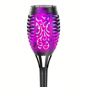 4/8/12pcs/pack Solar Outdoor Lights, 12LED Solar Torch Lights With Flickering Flame (Color: Purple Light, size: 1pc)