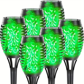 4/8/12pcs/pack Solar Outdoor Lights, 12LED Solar Torch Lights With Flickering Flame (Color: Green Light, size: 6pcs)