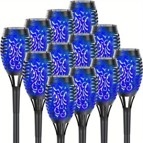 4/8/12pcs/pack Solar Outdoor Lights, 12LED Solar Torch Lights With Flickering Flame (Color: Blu Ray, size: 12pcs)