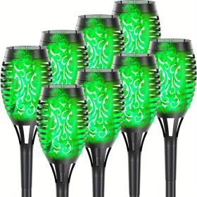4/8/12pcs/pack Solar Outdoor Lights, 12LED Solar Torch Lights With Flickering Flame (Color: Green Light, size: 8pcs)