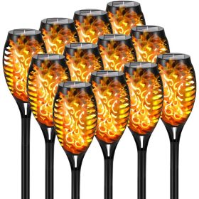 4/8/12pcs/pack Solar Outdoor Lights, 12LED Solar Torch Lights With Flickering Flame (Color: Yellow Light, size: 12pcs)