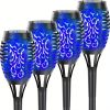 4/8/12pcs/pack Solar Outdoor Lights, 12LED Solar Torch Lights With Flickering Flame