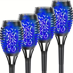 4/8/12pcs/pack Solar Outdoor Lights, 12LED Solar Torch Lights With Flickering Flame (Color: Blu Ray, size: 4pcs)