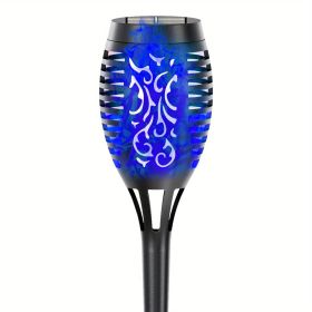 4/8/12pcs/pack Solar Outdoor Lights, 12LED Solar Torch Lights With Flickering Flame (Color: Blu Ray, size: 1pc)