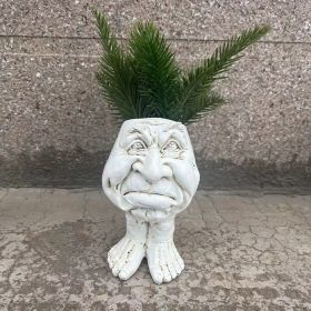 Resin Planter Face Statue Vase (Color: Angry Margaret)