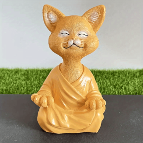 Buddha Meditating Cat Statue (Color: Orange Cat)