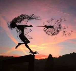 Dandelion Figurine Statue Steel (Color: E)