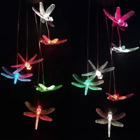 Solar Wind Chimes Lights Butterfly/Dragonfly/Sun (Color: dragonfly)