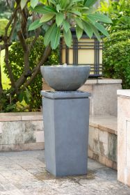 44.5" Polyresin Gray Zen Bowl Water Fountain (Color: as Pic)