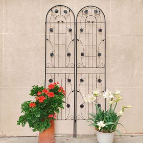 2 Pack Metal Garden Trellis 86.7" x 19.7" Flower Support (Color: Black)