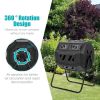 Rotating Compost Bin Barrel with Dual Chamber and Sliding Doors