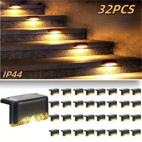 16/32PCS solar outdoor light LED step light solar charging (Color: 32PCS-nuanse-1)
