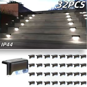 16/32PCS solar outdoor light LED step light solar charging (Color: 32PCS-baise-1)