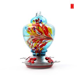 Hummingbird Feeder Hand Blown Colorful Glass (Color: h)