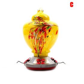 Hummingbird Feeder Hand Blown Colorful Glass (Color: c)