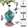 Hummingbird Feeder Hand Blown Colorful Glass