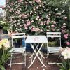 3 Piece Patio Bistro Set of Foldable Square Table and Chairs