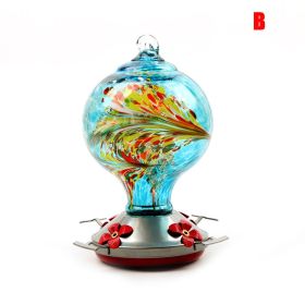 Hummingbird Feeder Hand Blown Colorful Glass (Color: b)