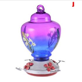 Hummingbird Feeder Hand Blown Colorful Glass (Color: j)