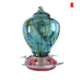 Hummingbird Feeder Hand Blown Colorful Glass (Color: k)