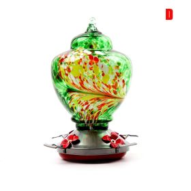 Hummingbird Feeder Hand Blown Colorful Glass (Color: d)