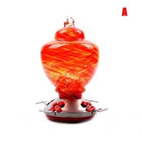 Hummingbird Feeder Hand Blown Colorful Glass (Color: a)