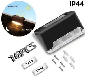 16/32PCS solar outdoor light LED step light solar charging (Color: White)