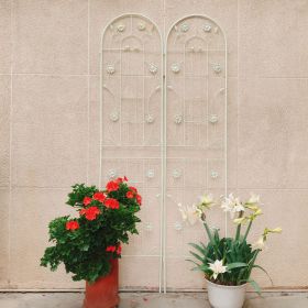 4 Pack Metal Garden Trellis 86.7" x 19.7" (Color: CREAM WHITE)